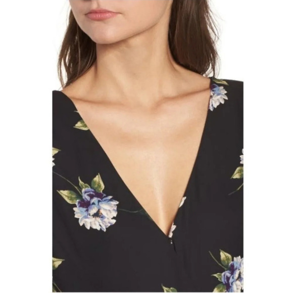 Nordstrom Lush Elly Floral Blue Hydrangea True Wrap Mini Dress Size Large NWT - Picture 3 of 12